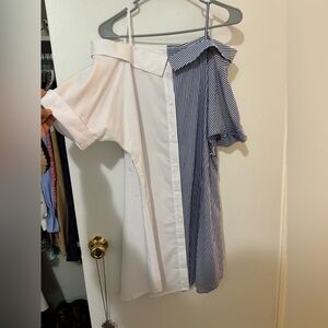 ONLY Blue and White Striped Shirt dress